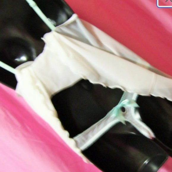 Sheer White Turquoise Trim 2 Pcs Baby Doll Chemise Nightgown Size M NWOT - Picture 3 of 6